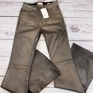 NWT FRAME Le High Flare Metallic Bronze/Gold  Jeans Pants Women's Size 26